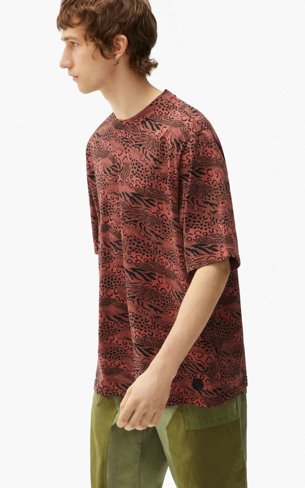 T Shirt Kenzo Homme Leopard Rose Foncé YLWEP-1934